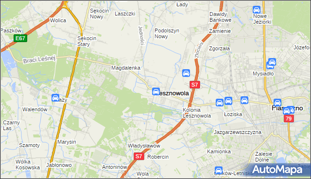 mapa Lesznowola powiat piaseczyński, Lesznowola powiat piaseczyński na mapie Targeo