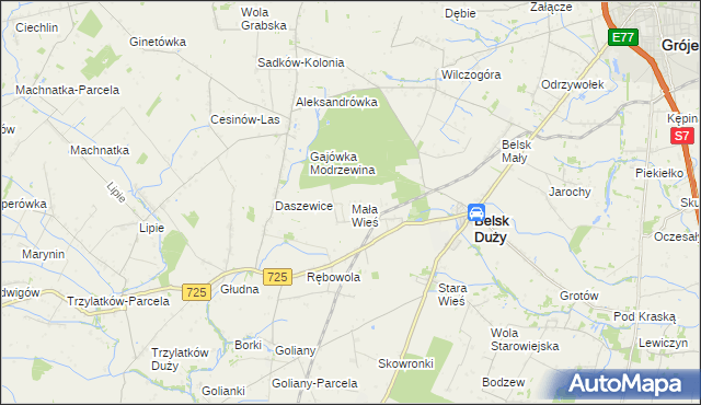 mapa Mała Wieś gmina Belsk Duży, Mała Wieś gmina Belsk Duży na mapie Targeo