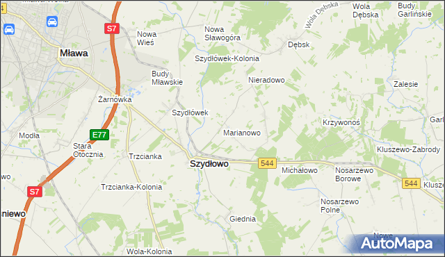mapa Marianowo gmina Szydłowo, Marianowo gmina Szydłowo na mapie Targeo