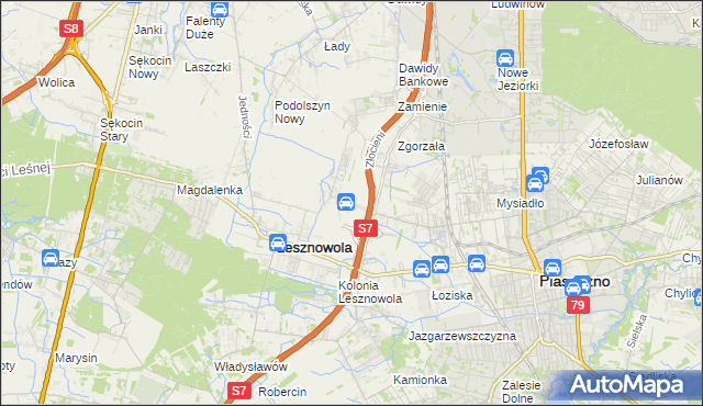 mapa Nowa Wola gmina Lesznowola, Nowa Wola gmina Lesznowola na mapie Targeo