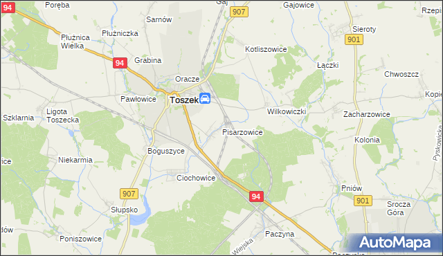 mapa Pisarzowice gmina Toszek, Pisarzowice gmina Toszek na mapie Targeo