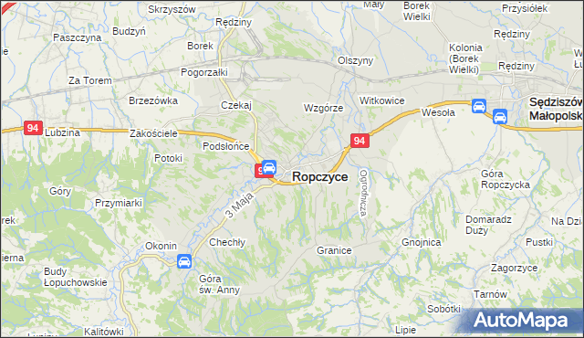 mapa Ropczyce, Ropczyce na mapie Targeo