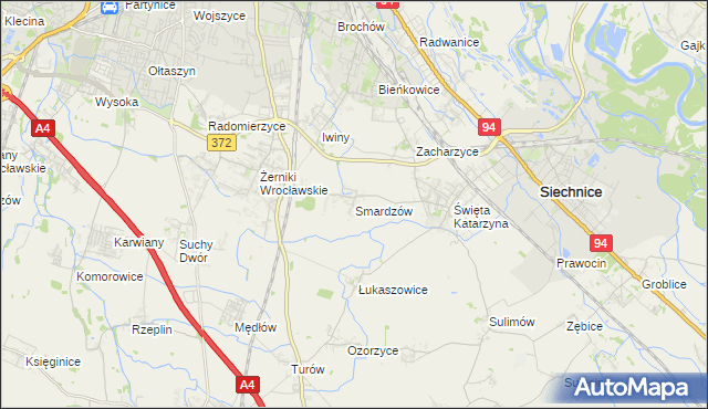 mapa Smardzów gmina Siechnice, Smardzów gmina Siechnice na mapie Targeo