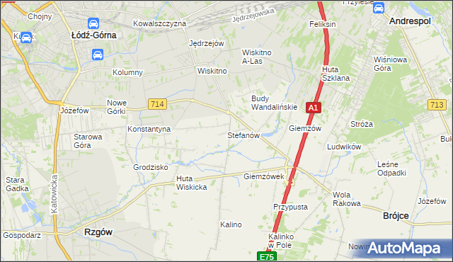 mapa Stefanów gmina Brójce, Stefanów gmina Brójce na mapie Targeo