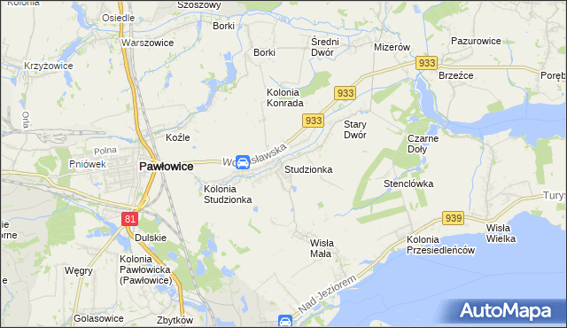 mapa Studzionka gmina Pszczyna, Studzionka gmina Pszczyna na mapie Targeo