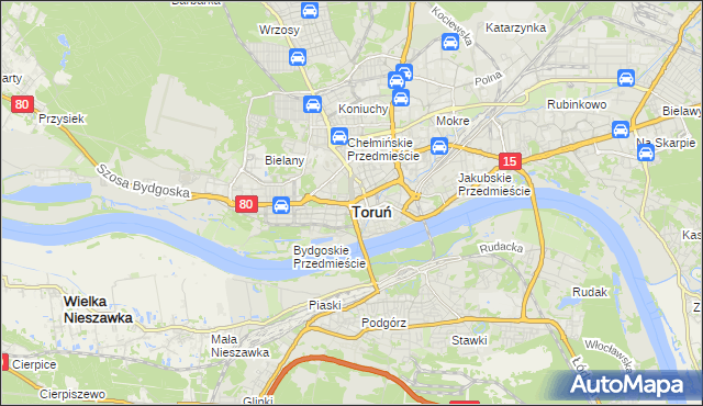 mapa Torunia, Toruń na mapie Targeo