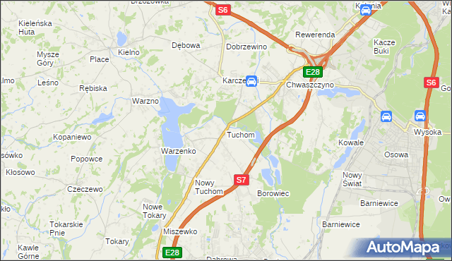 mapa Tuchom, Tuchom na mapie Targeo