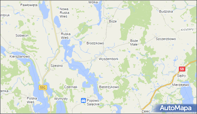 mapa Wyszembork, Wyszembork na mapie Targeo