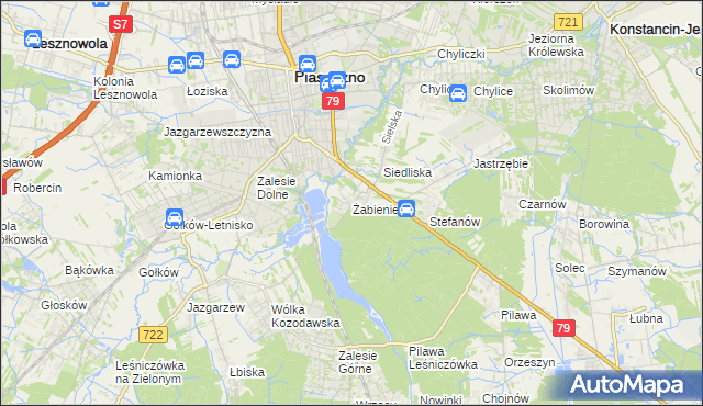 mapa Żabieniec gmina Piaseczno, Żabieniec gmina Piaseczno na mapie Targeo