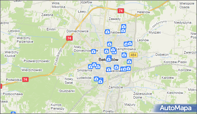 mapa Bełchatów, Bełchatów na mapie Targeo