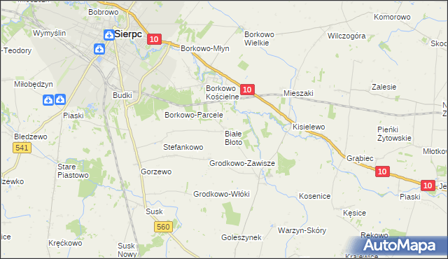 mapa Białe Błoto gmina Sierpc, Białe Błoto gmina Sierpc na mapie Targeo