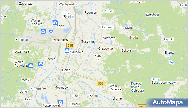 mapa Biały Bór gmina Przecław, Biały Bór gmina Przecław na mapie Targeo