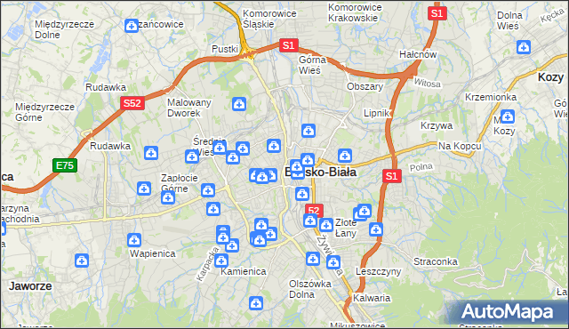 mapa Bielsko-Białej, Bielsko-Biała na mapie Targeo