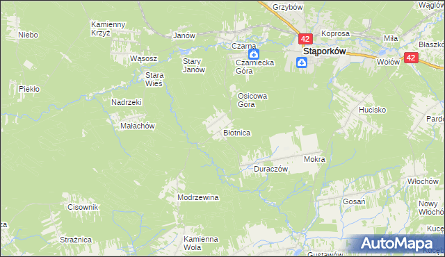 mapa Błotnica gmina Stąporków, Błotnica gmina Stąporków na mapie Targeo