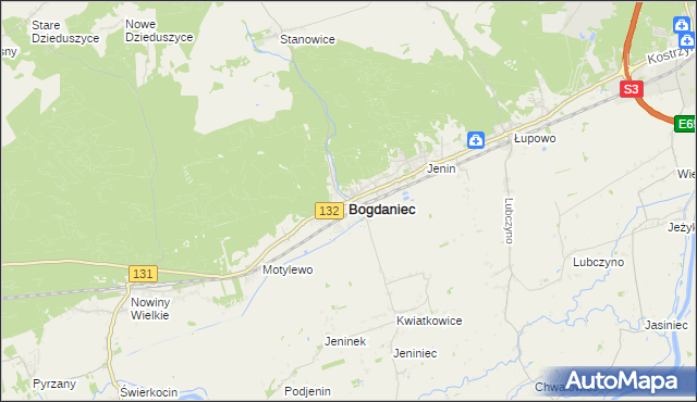 mapa Bogdaniec powiat gorzowski, Bogdaniec powiat gorzowski na mapie Targeo