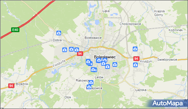 mapa Bolesławca, Bolesławiec na mapie Targeo