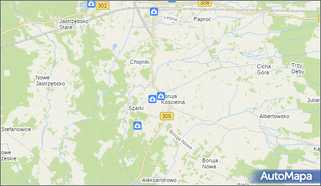 mapa Boruja Kościelna, Boruja Kościelna na mapie Targeo