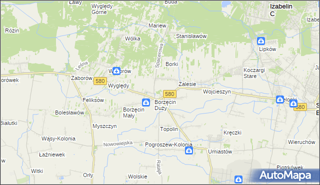 mapa Borzęcin gmina Stare Babice, Borzęcin gmina Stare Babice na mapie Targeo