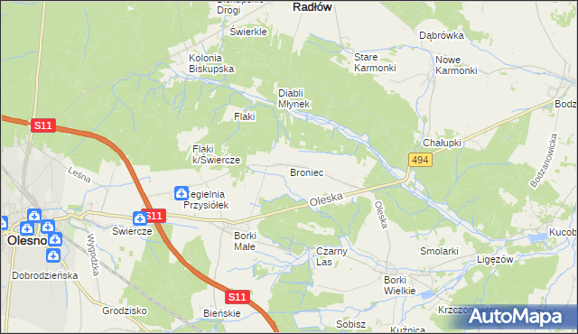 mapa Broniec, Broniec na mapie Targeo