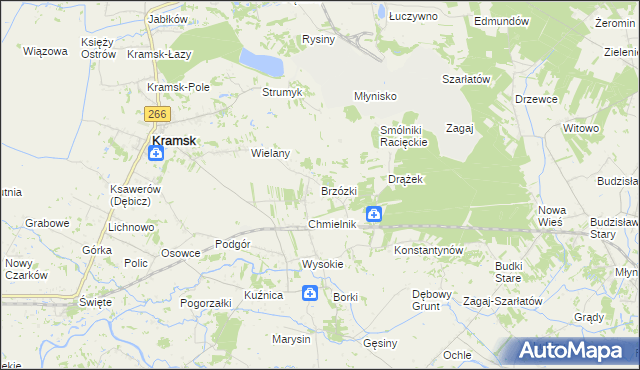 mapa Brzózki gmina Kramsk, Brzózki gmina Kramsk na mapie Targeo