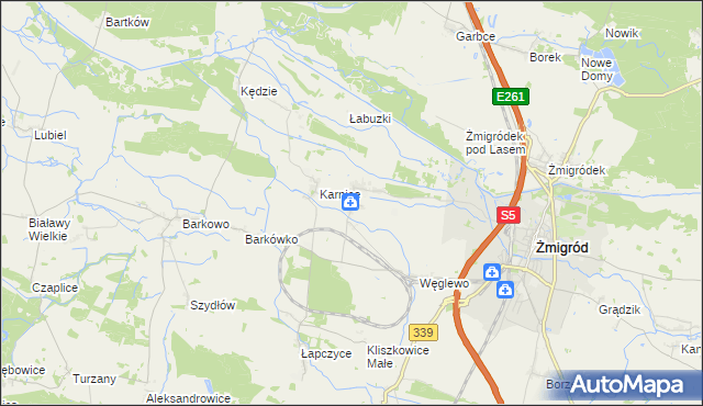 mapa Bychowo gmina Żmigród, Bychowo gmina Żmigród na mapie Targeo