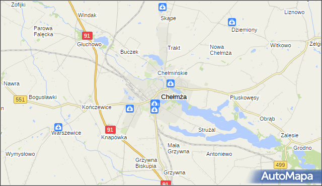 mapa Chełmża, Chełmża na mapie Targeo