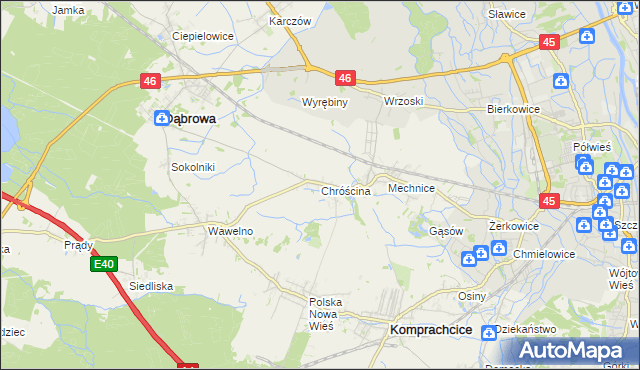 mapa Chróścina gmina Dąbrowa, Chróścina gmina Dąbrowa na mapie Targeo