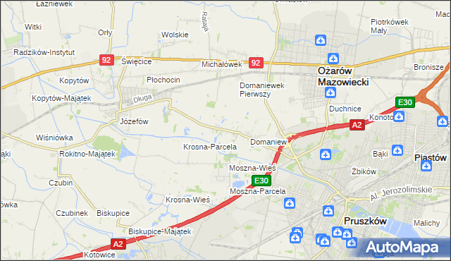 mapa Domaniewek gmina Brwinów, Domaniewek gmina Brwinów na mapie Targeo
