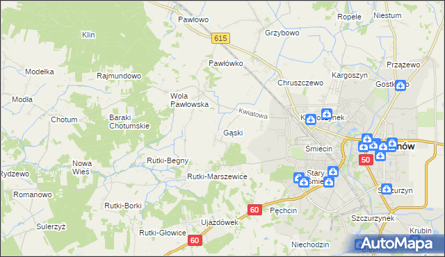 mapa Gąski gmina Ciechanów, Gąski gmina Ciechanów na mapie Targeo