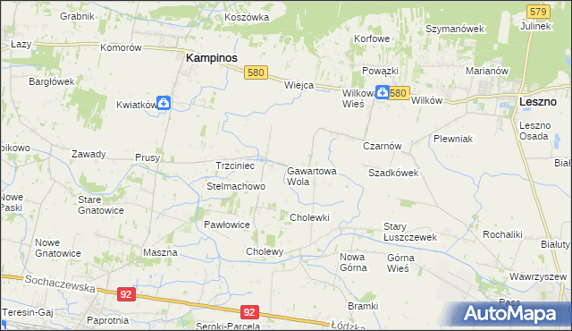 mapa Gawartowa Wola, Gawartowa Wola na mapie Targeo