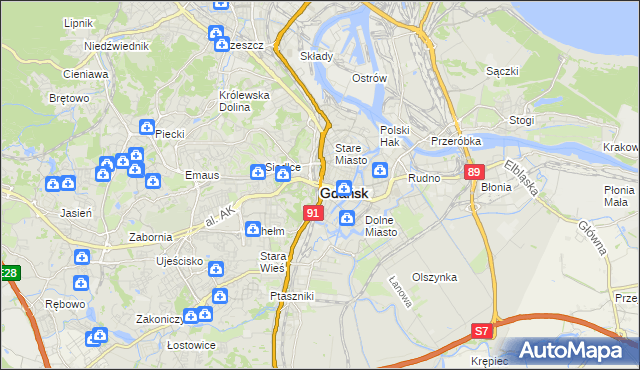 mapa Gdańska, Gdańsk na mapie Targeo