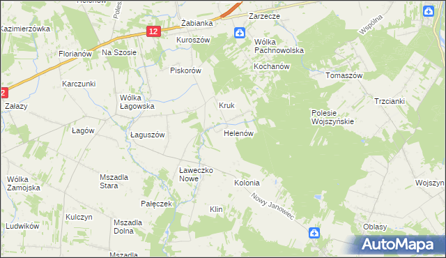 mapa Helenów gmina Przyłęk, Helenów gmina Przyłęk na mapie Targeo