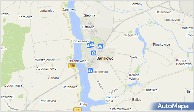 mapa Janikowo powiat inowrocławski, Janikowo powiat inowrocławski na mapie Targeo
