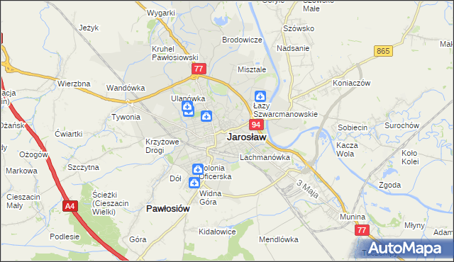 mapa Jarosławia, Jarosław na mapie Targeo