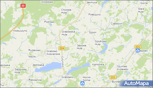 mapa Jasiowa Huta, Jasiowa Huta na mapie Targeo