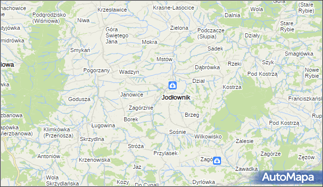 mapa Jodłownik, Jodłownik na mapie Targeo