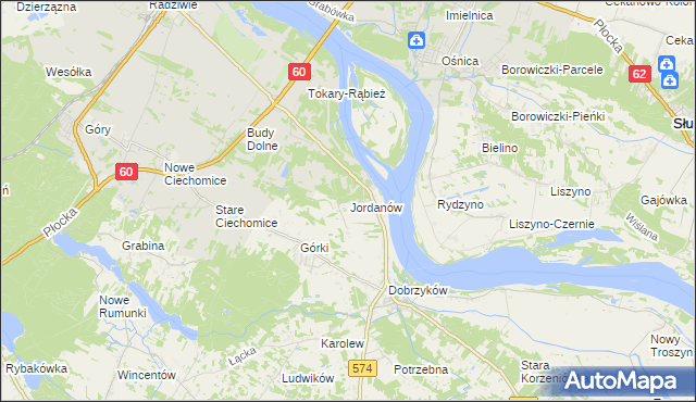 mapa Jordanów gmina Gąbin, Jordanów gmina Gąbin na mapie Targeo