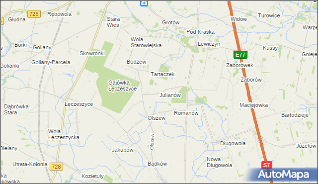 mapa Julianów gmina Belsk Duży, Julianów gmina Belsk Duży na mapie Targeo