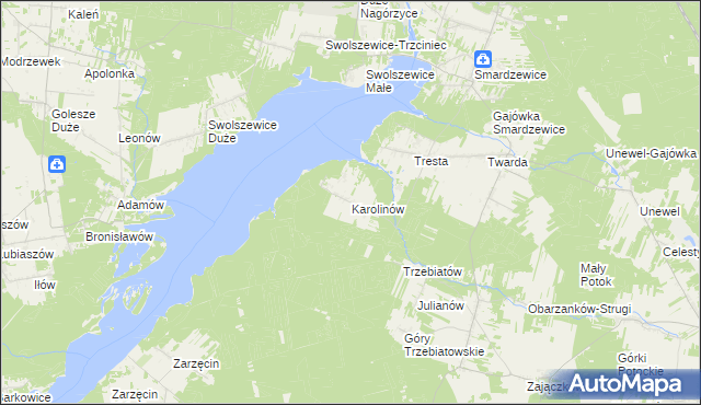 mapa Karolinów gmina Tomaszów Mazowiecki, Karolinów gmina Tomaszów Mazowiecki na mapie Targeo