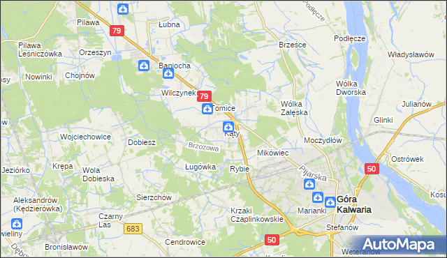 mapa Kąty gmina Góra Kalwaria, Kąty gmina Góra Kalwaria na mapie Targeo