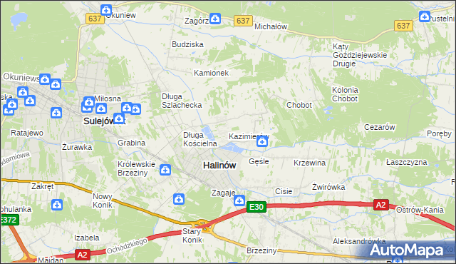 mapa Kazimierów gmina Halinów, Kazimierów gmina Halinów na mapie Targeo