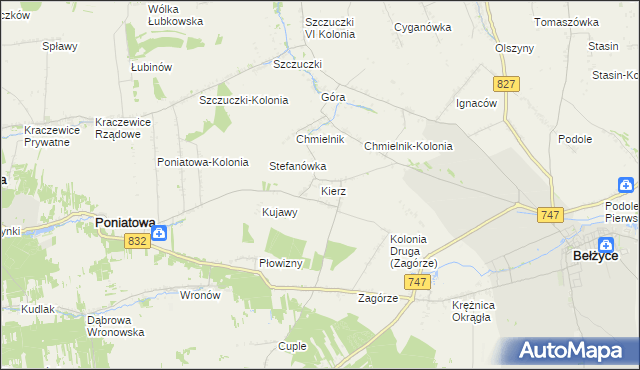 mapa Kierz gmina Bełżyce, Kierz gmina Bełżyce na mapie Targeo