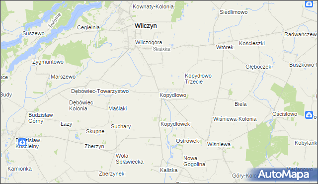 mapa Kopydłowo gmina Wilczyn, Kopydłowo gmina Wilczyn na mapie Targeo
