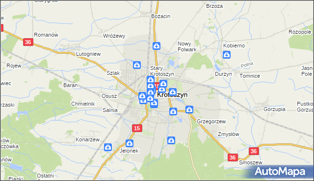 mapa Krotoszyna, Krotoszyn na mapie Targeo