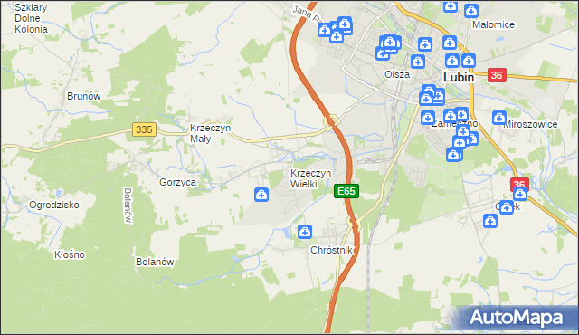 mapa Krzeczyn Wielki, Krzeczyn Wielki na mapie Targeo