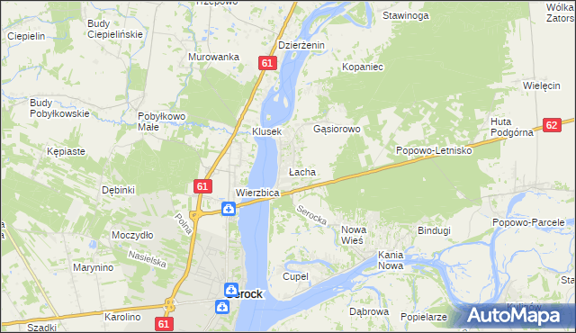 mapa Łacha gmina Serock, Łacha gmina Serock na mapie Targeo