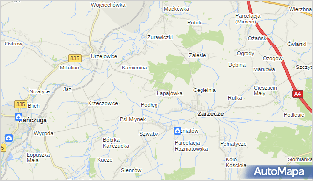 mapa Łapajówka gmina Zarzecze, Łapajówka gmina Zarzecze na mapie Targeo