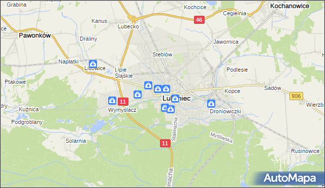 mapa Lubliniec, Lubliniec na mapie Targeo