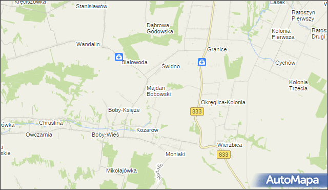 mapa Majdan Moniacki, Majdan Moniacki na mapie Targeo