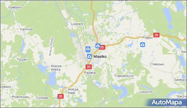 mapa Miastko powiat bytowski, Miastko powiat bytowski na mapie Targeo